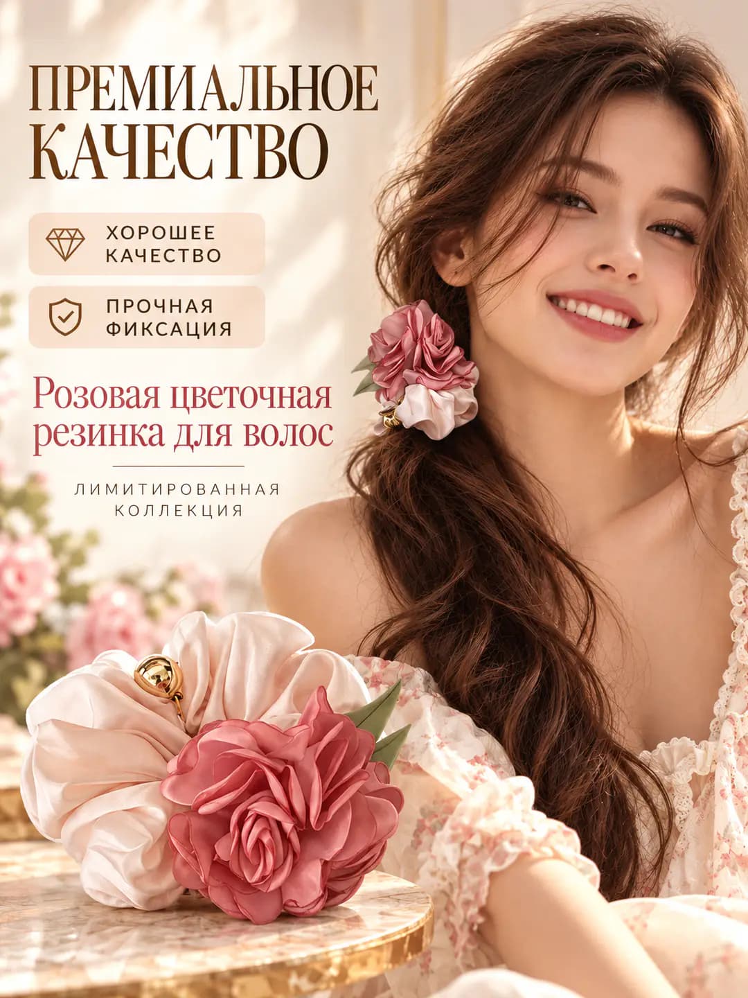 Женская эластичная резинка с розами, в корейском стиле, на весну