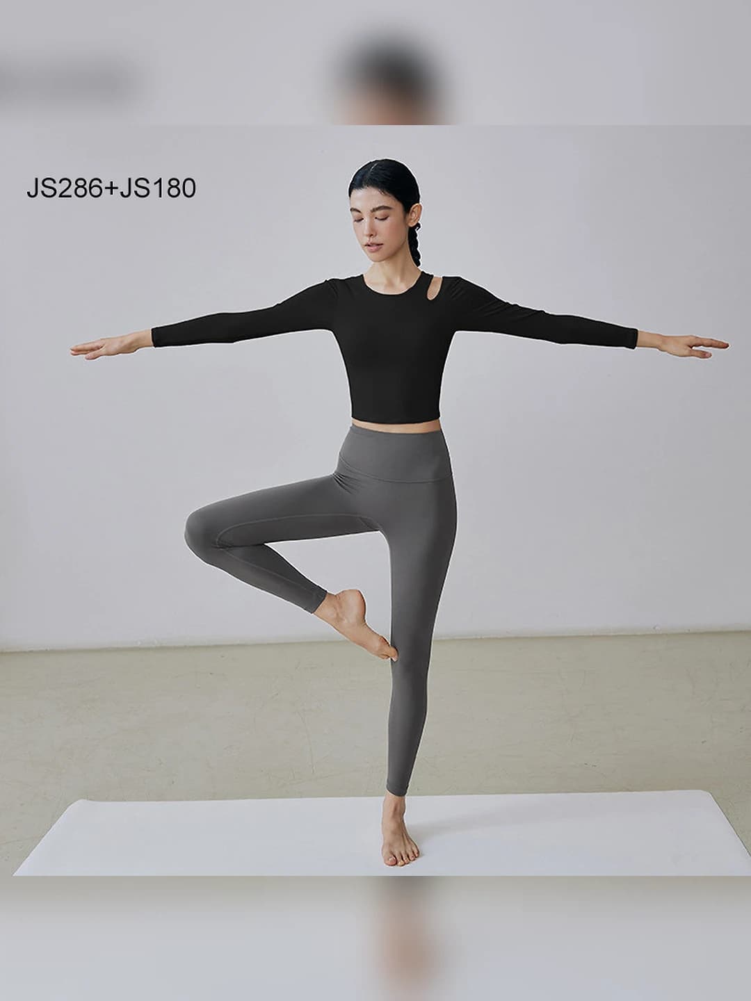 Black (long sleeve) + dark grey (trousers)