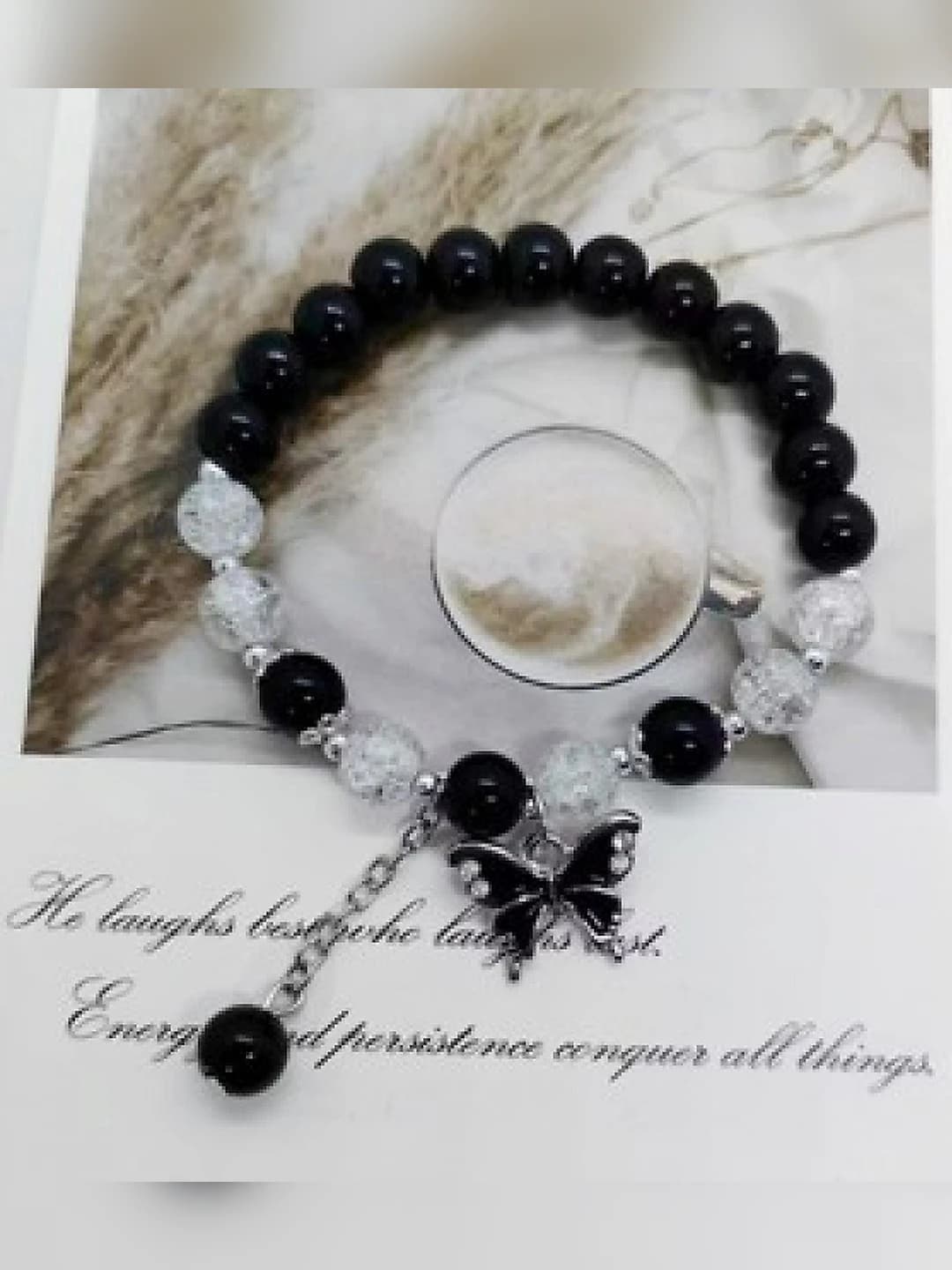 Qora kristal kapalak chiziq bracelet