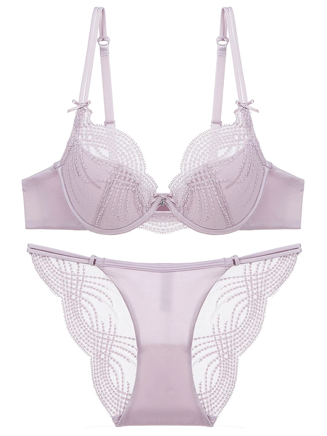 Women's lace bra and thong underwear set, thin, plus size, summer