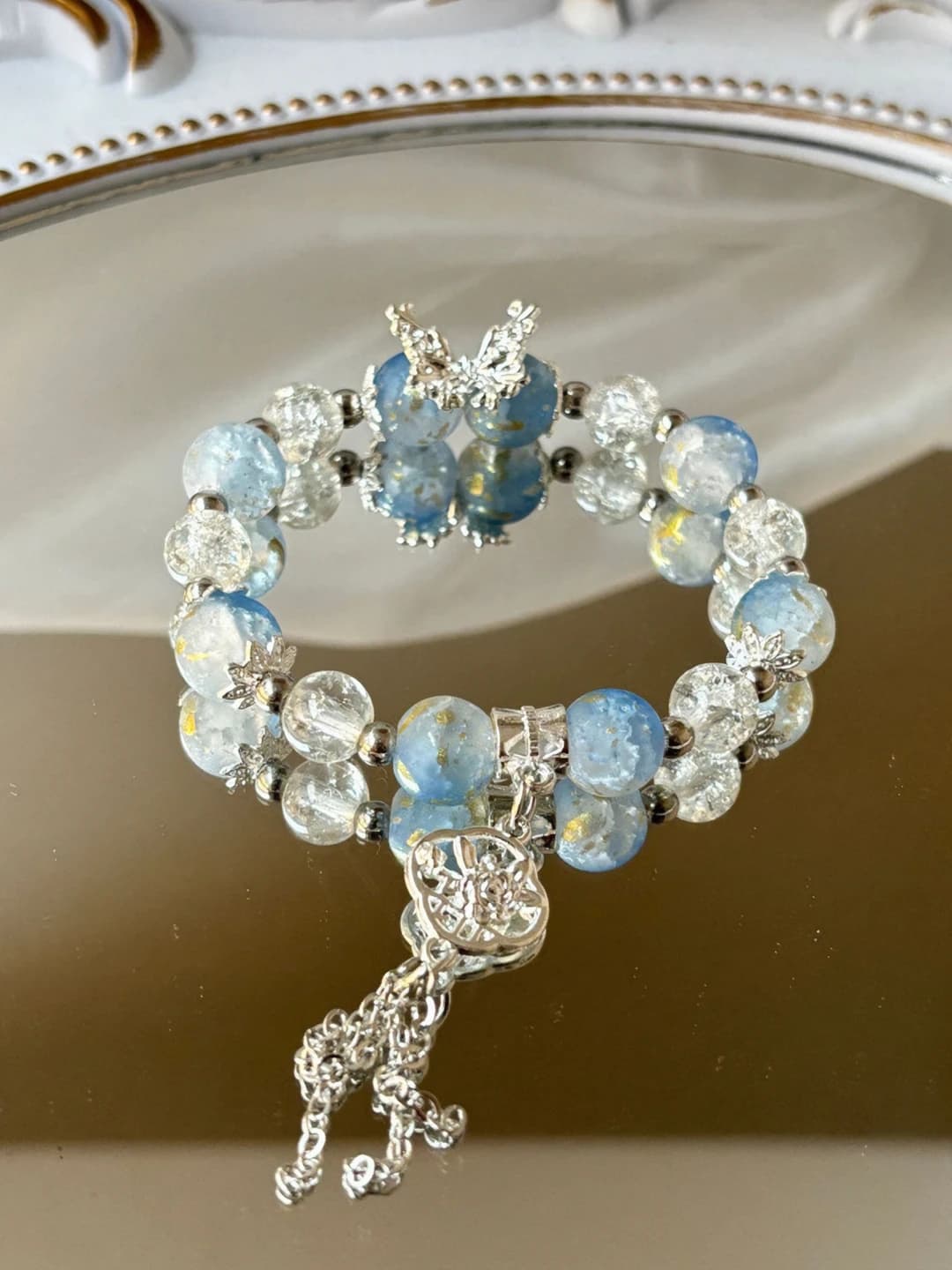 Matte glass blue bracelet