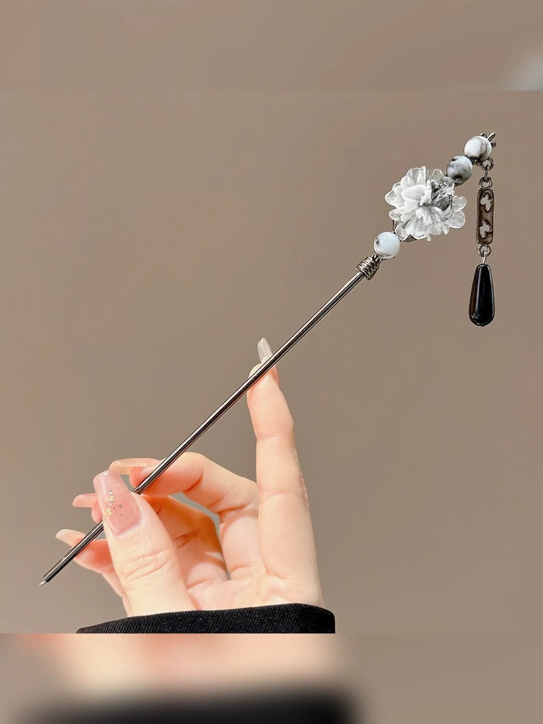 4# Ink wash flowers hairpin, 19 cm