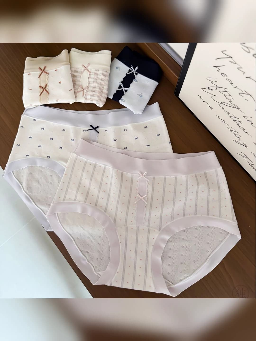Women's briefs, 90-95% cotton, breathable, antibacterial, high waist, striped and checked, all-season