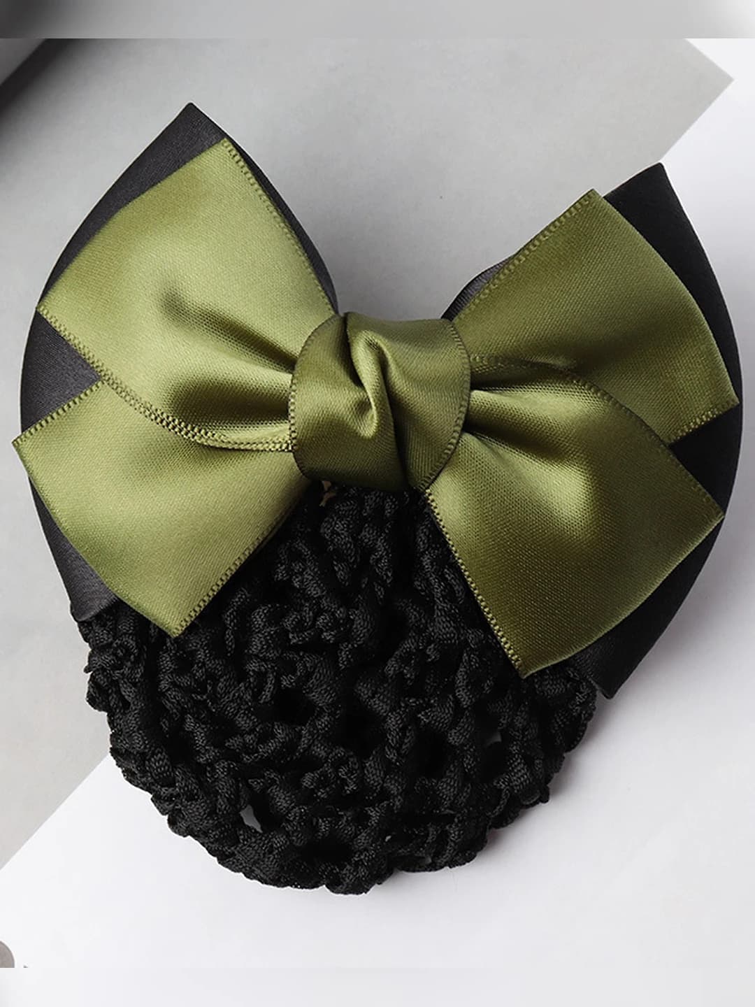 2-section, bow, army green, black mesh