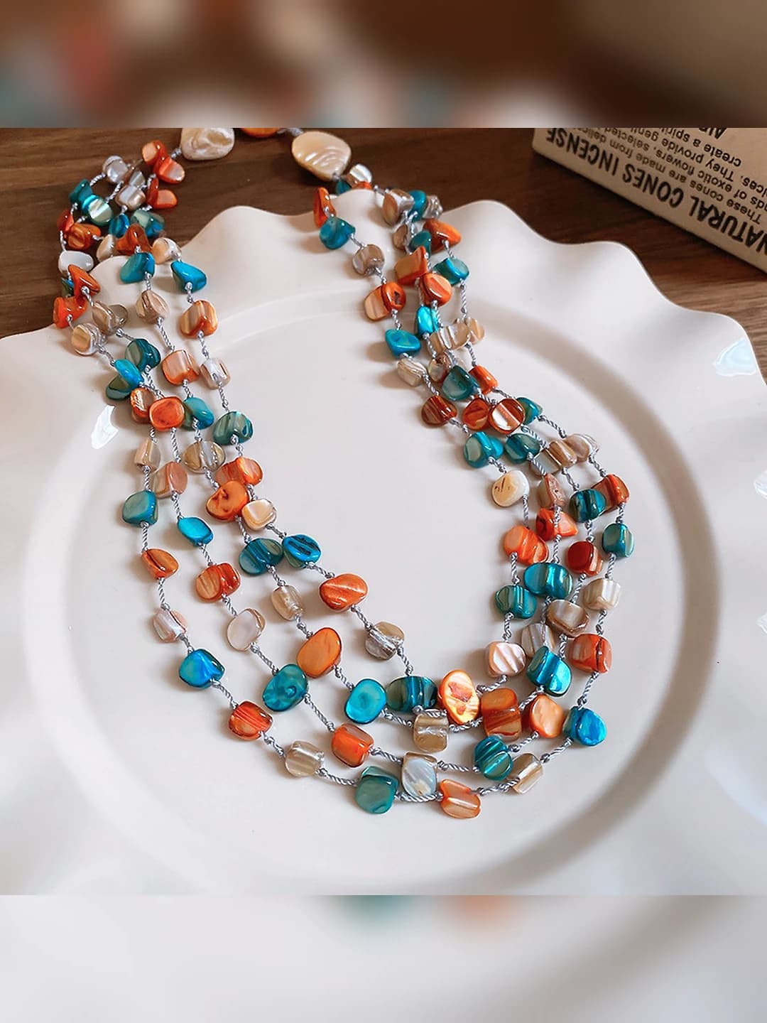 Blue, shell beads
