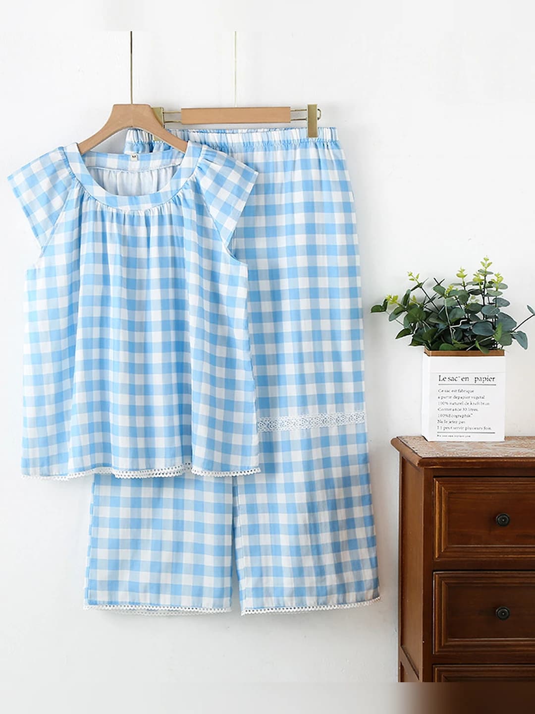 Fresh blue-white plaid