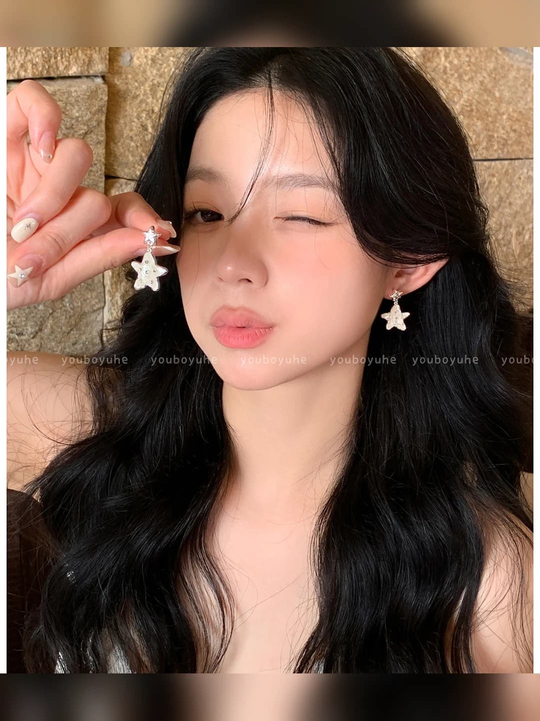 Women's double starfish and shell earrings, unique earrings for beach vacation
