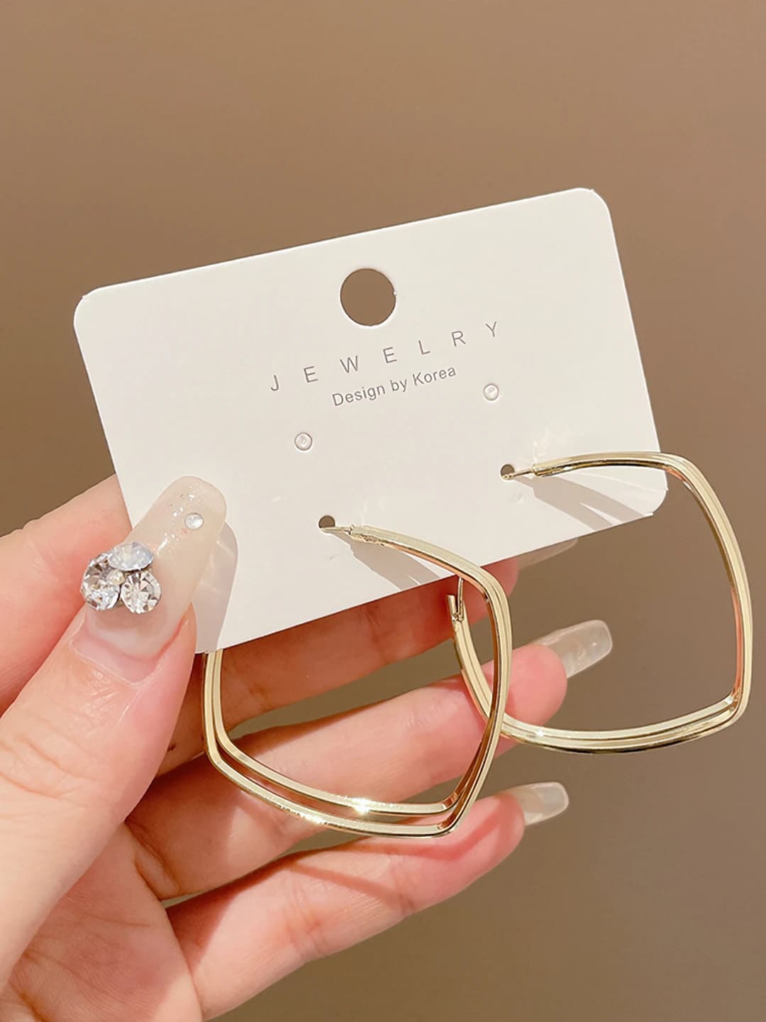 Square earrings, gold