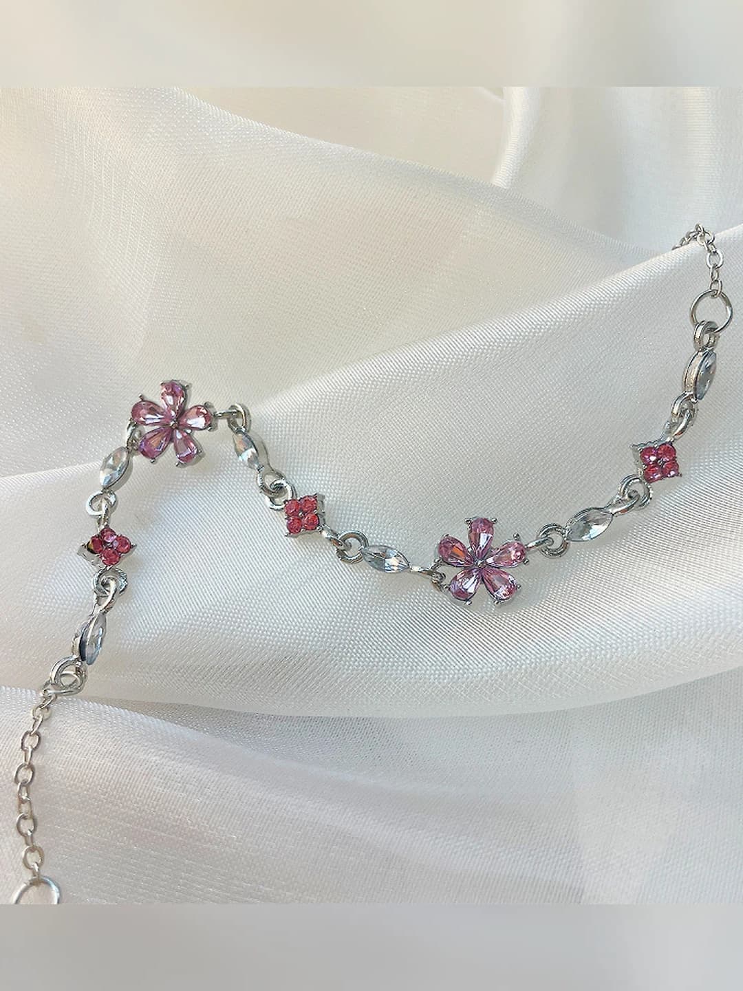 Women's bracelet with cherry blossom and butterfly, rhinestone inlay, ins style