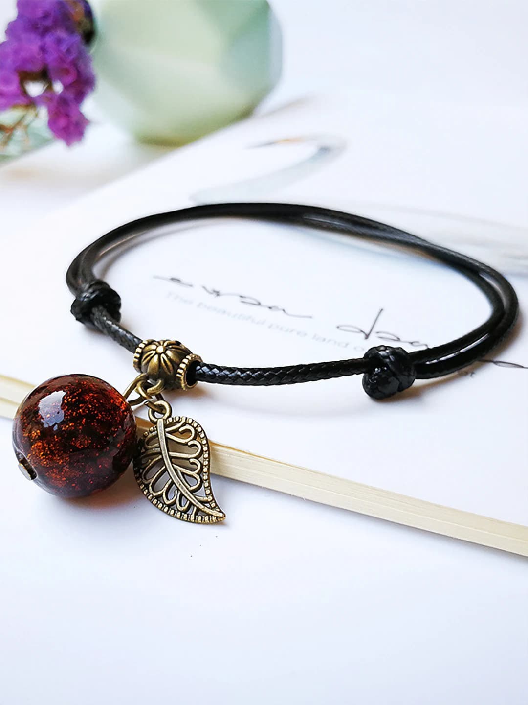 Black cord, gold-coffee