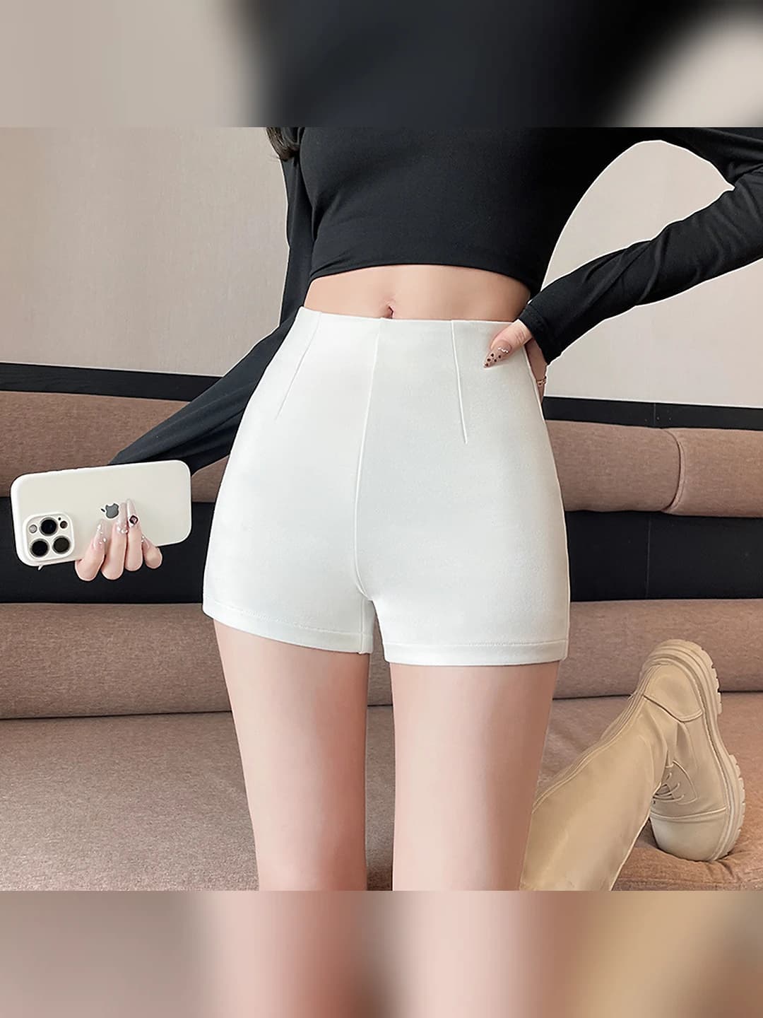White, 1 pc, high waist, loose