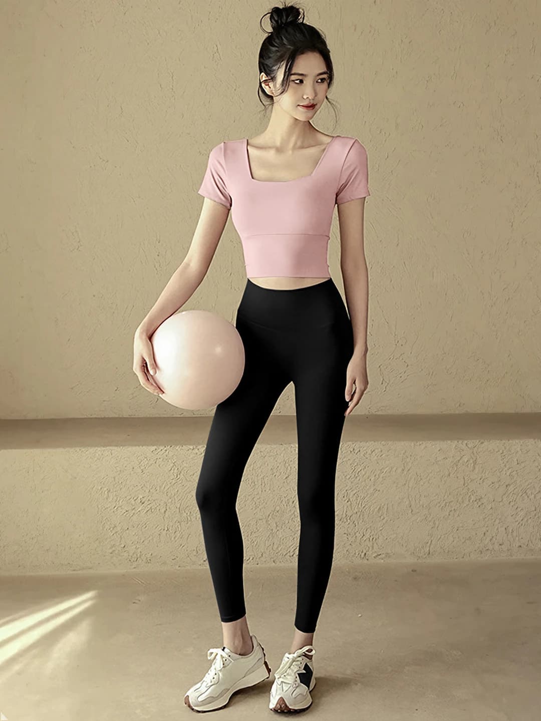 Pink (Short sleeve) + Black (Long pants)