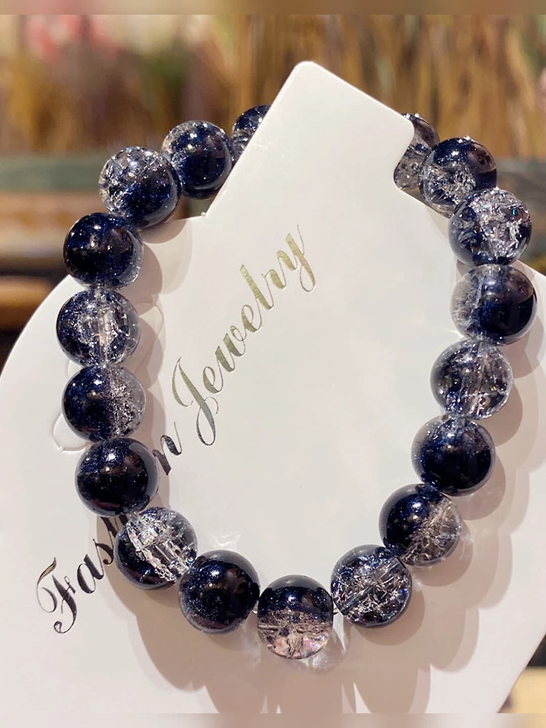 Black two-tone glass bracelet