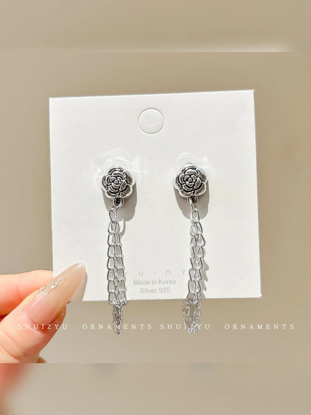 Silver rose chain magnetic clasp 1 pair