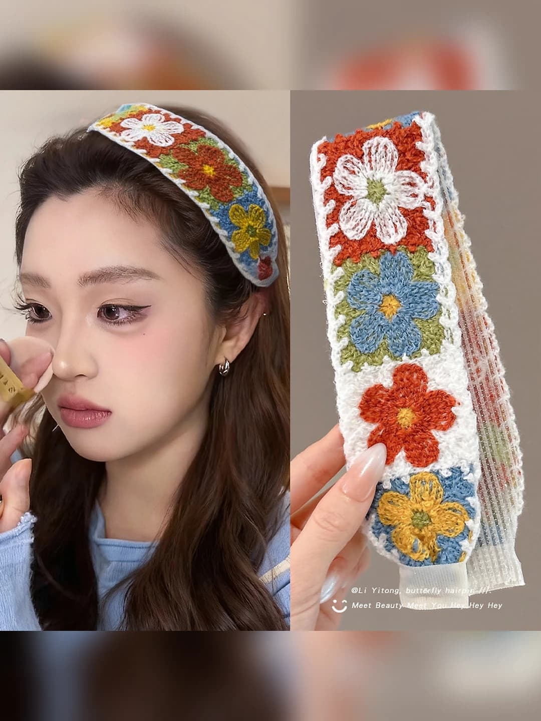 Women's wide knitted headband in Korean style for hair styling
