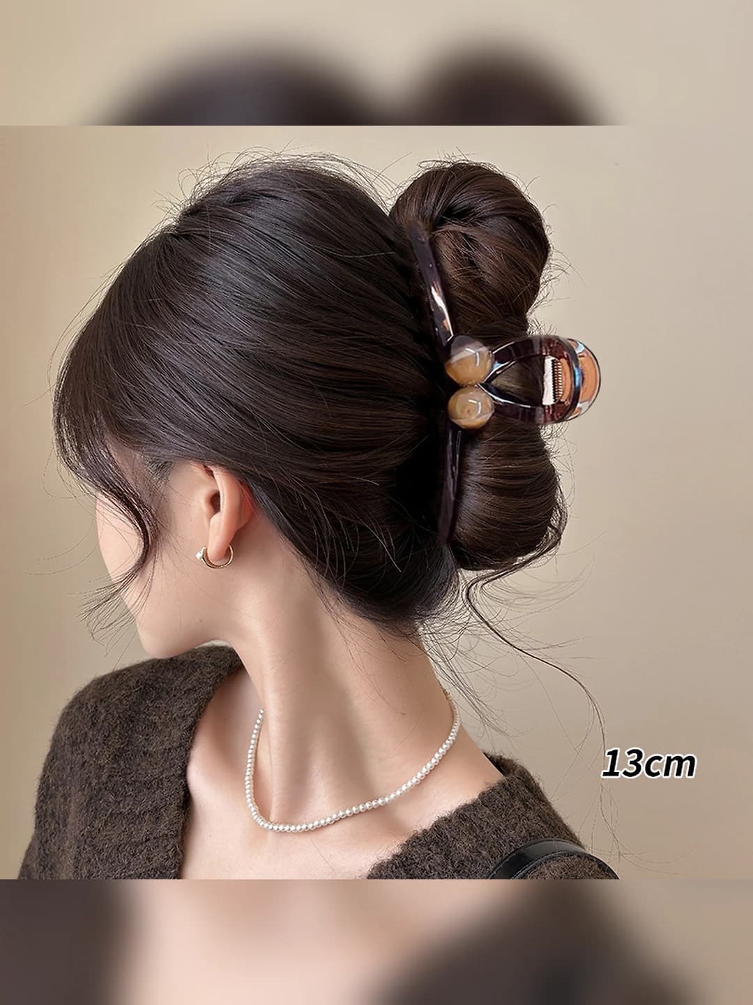 1# Brown gradient double pearl 12.5cm
