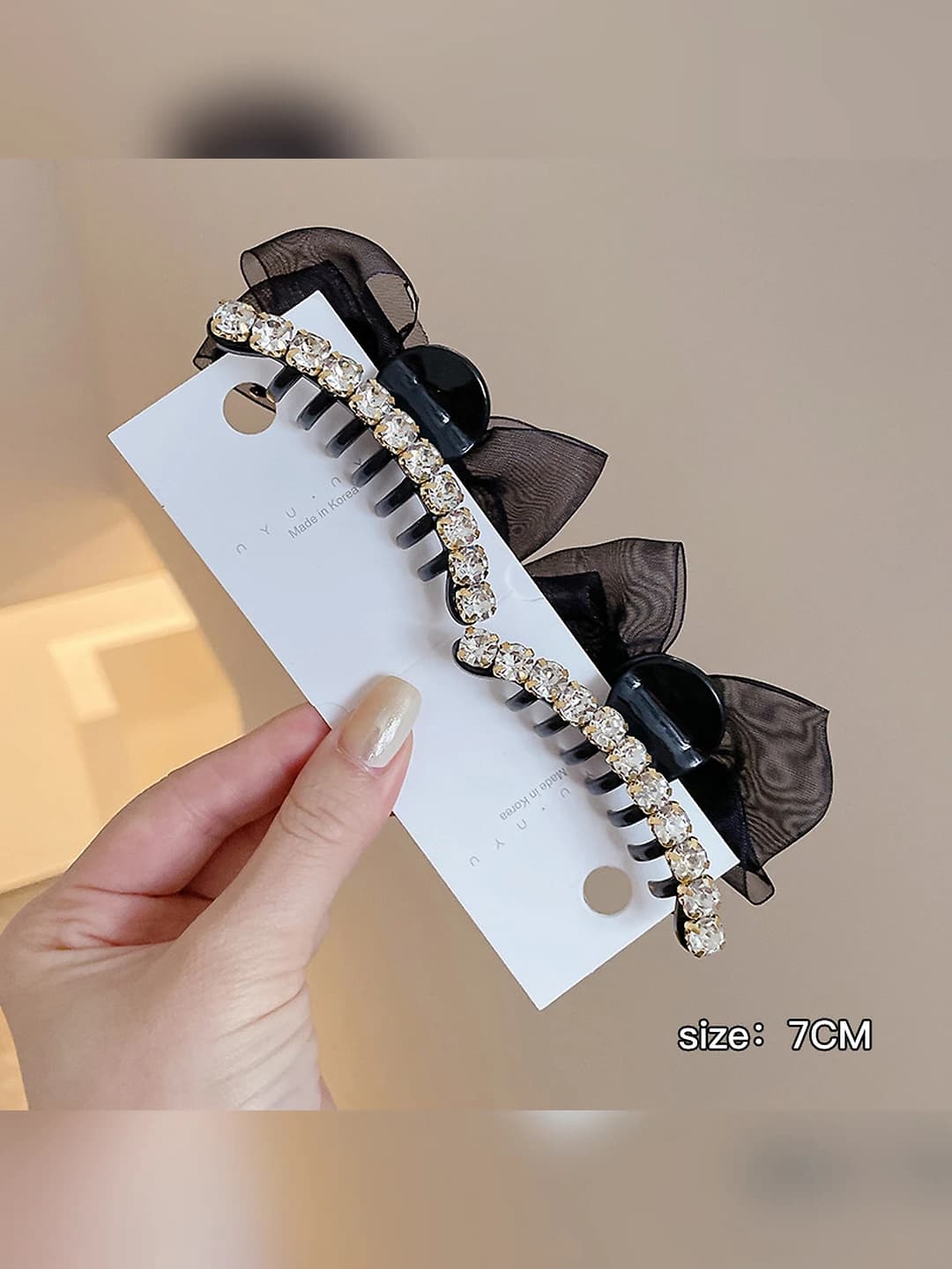 AB side diamond bow black, 1 pair