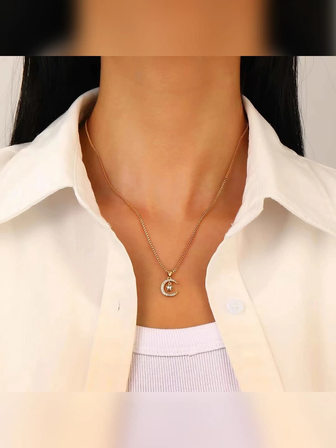 KC gold moon necklace N-1042