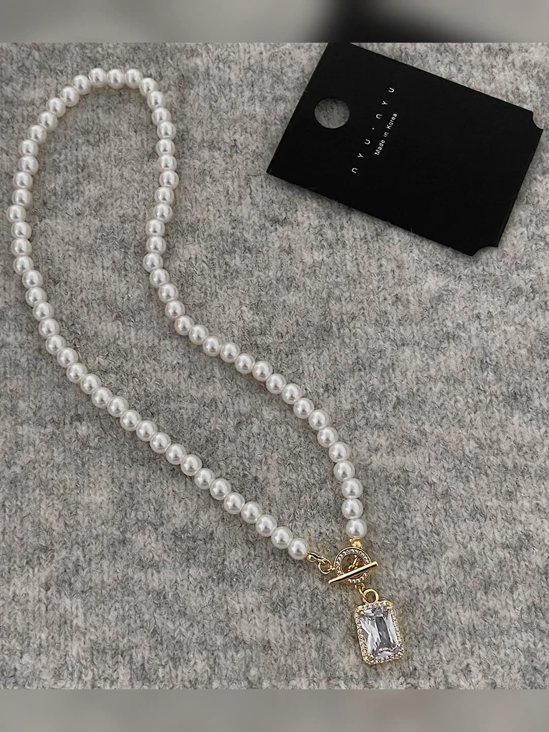 Crystal zircon bright pearl ot clasp necklace B-62
