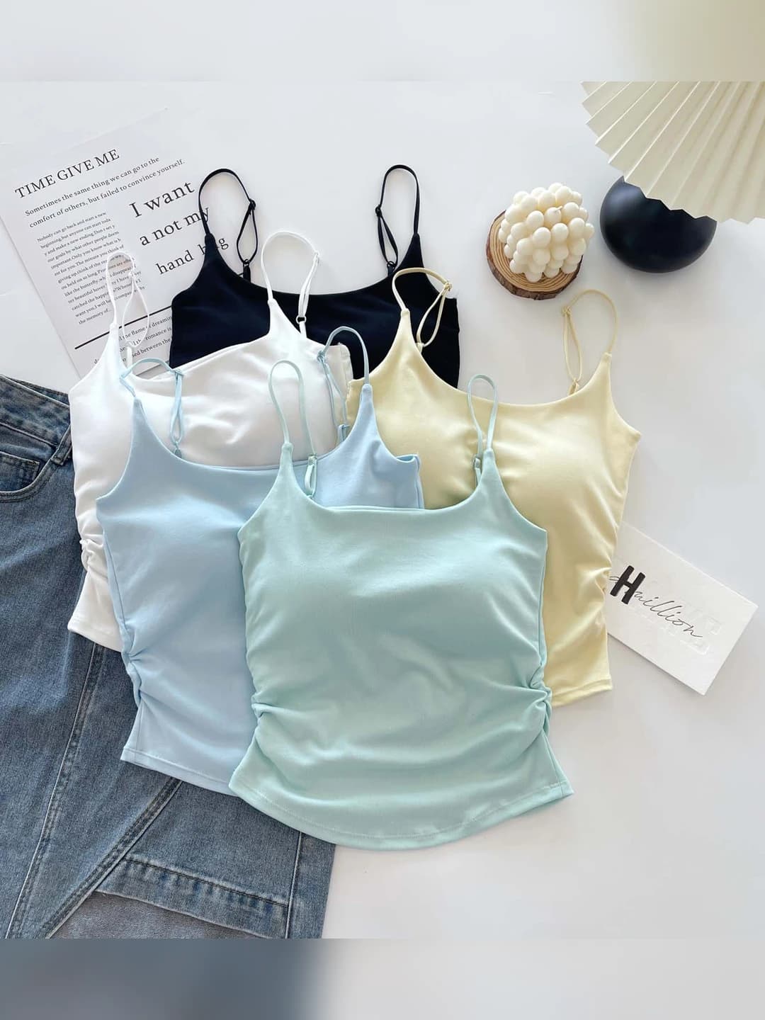 Women's strap top: slim fit, slimming, solid colour, sleeveless, stretch, mid-length, casual style