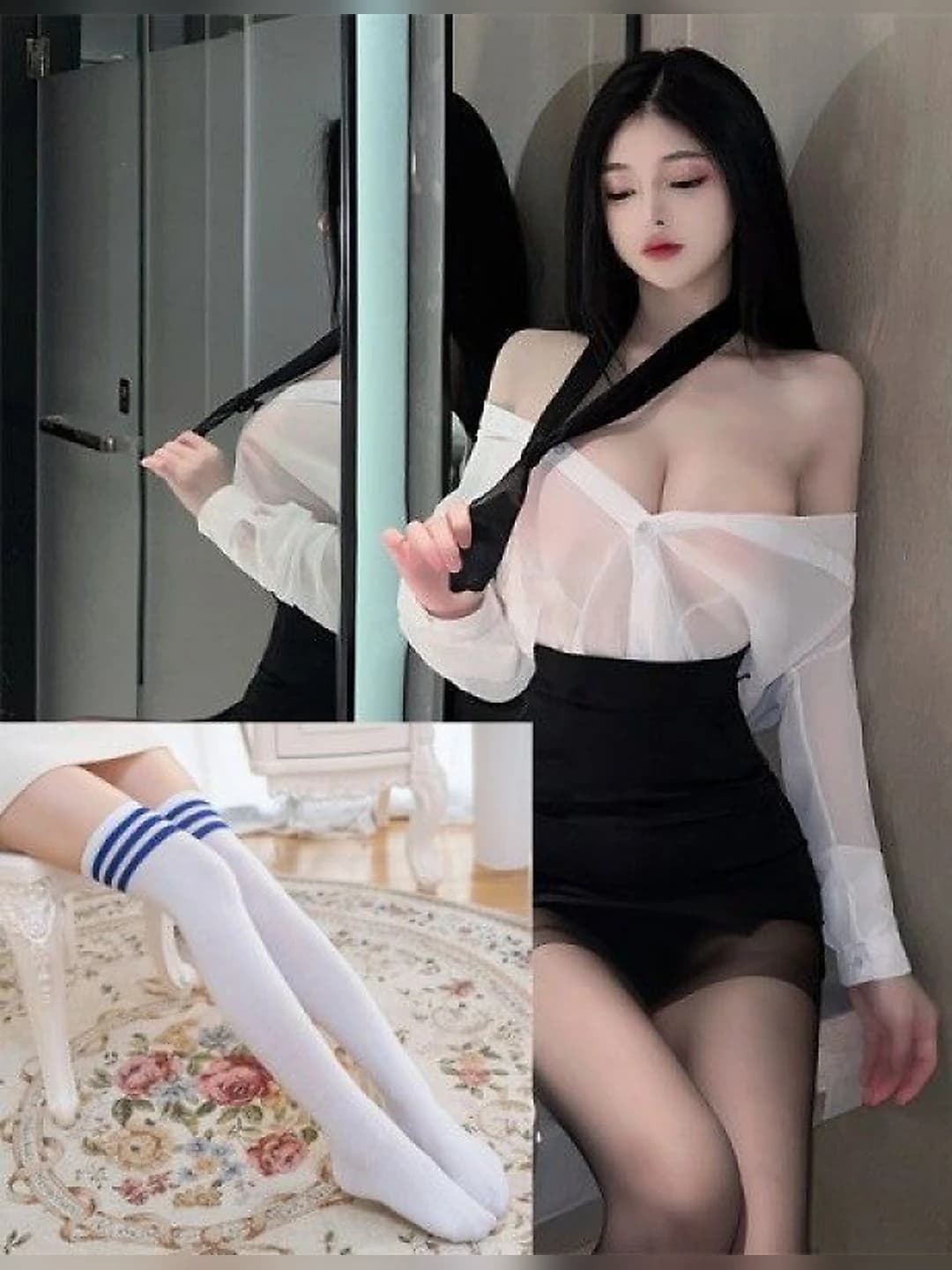 Seksual sekretar kiyimi + oq o'quvchilar chorobi