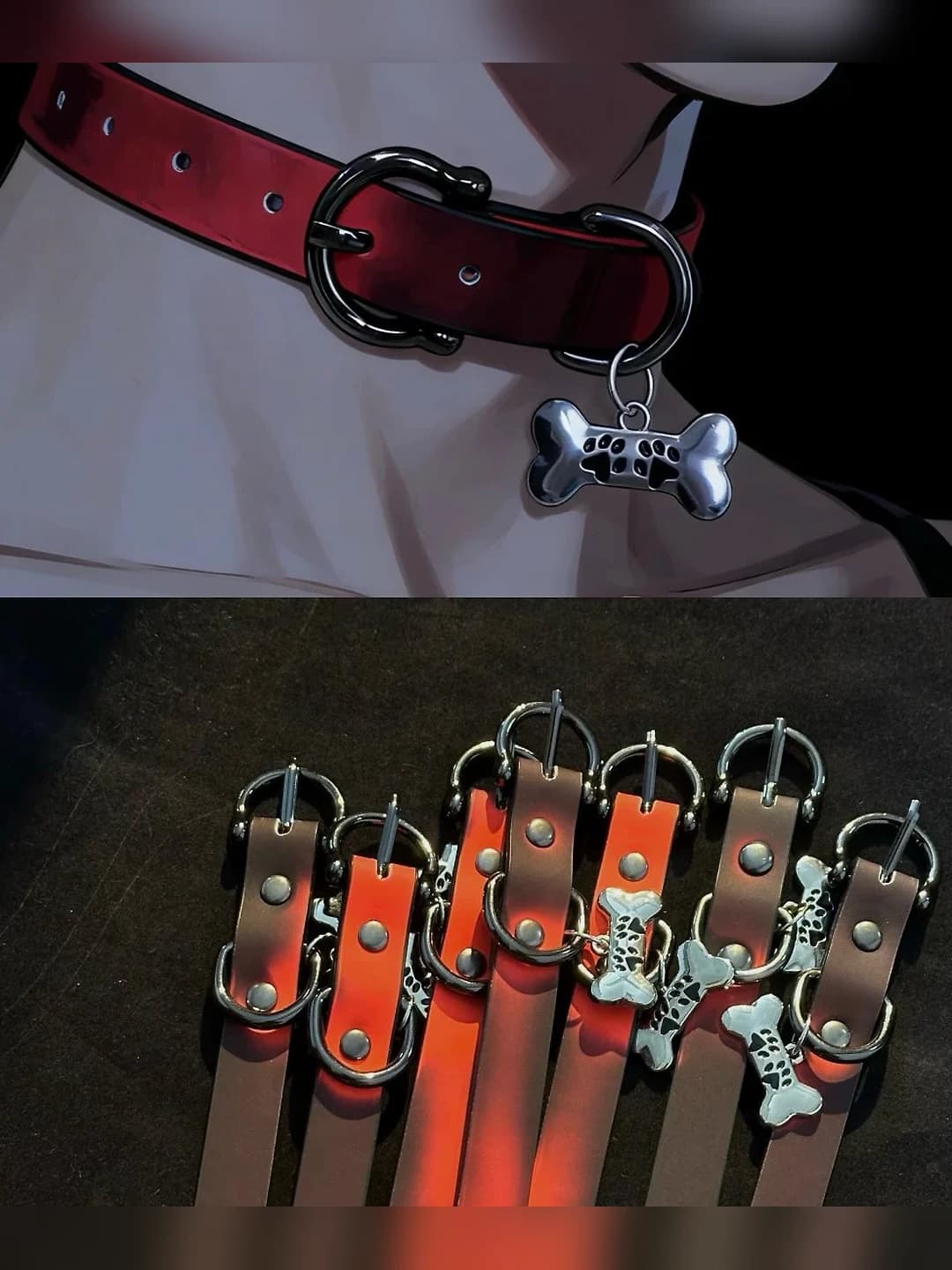 Ayollar uchun qizil rangdagi suyak shaklidagi choker, haroratga sezgir rang o'zgaruvchi teri bo'yin zanjiri, y2k uslubidagi shirin va qattiq dizayn elementi