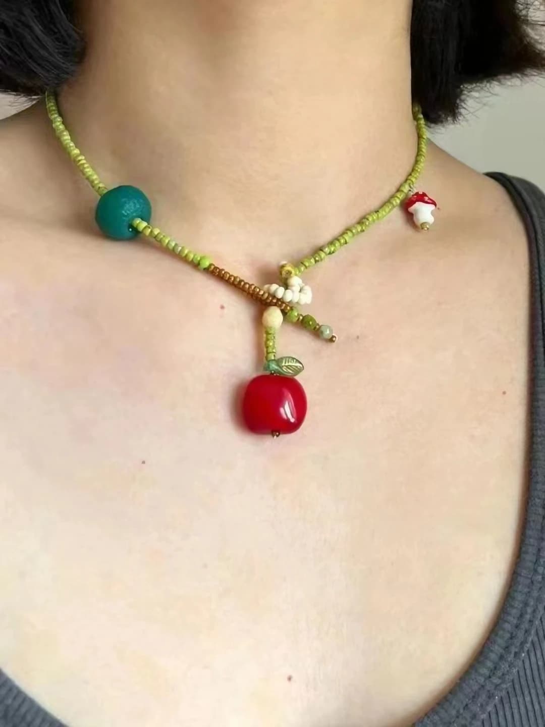 4# сердцевина яблока бусины ожерелье