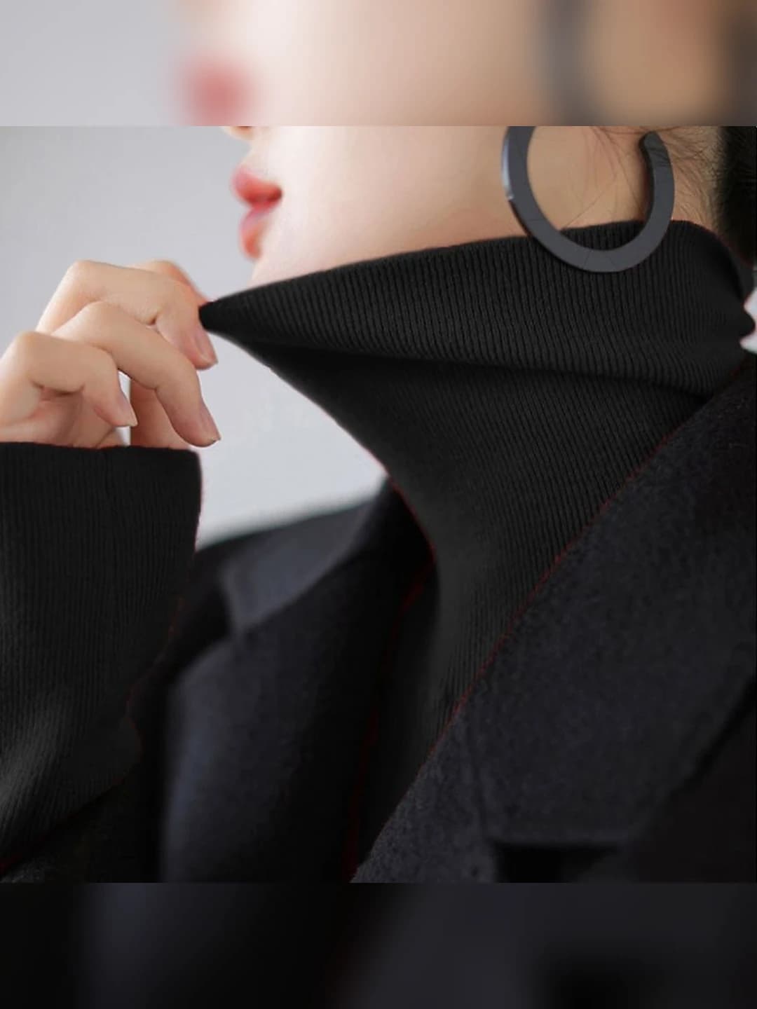 Black, unlined, high neck
