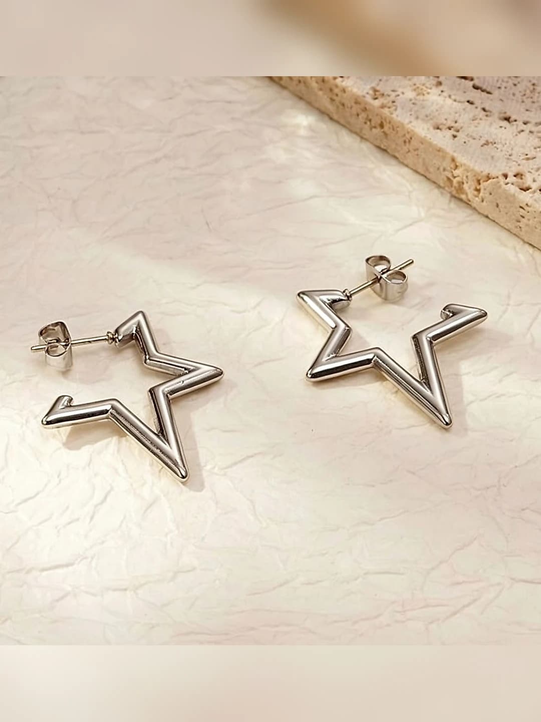 Five-point star earrings, steel