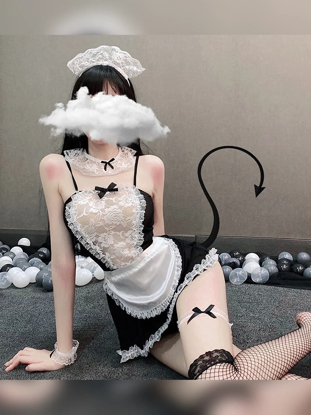 Maid outfit (headband+bracelet+leg ring+top)