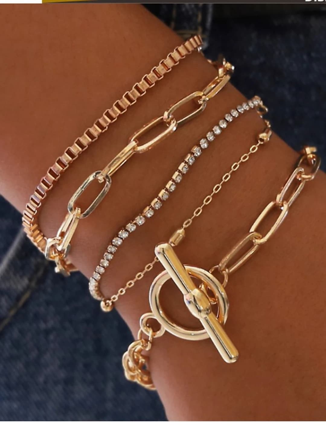 Metal OT clasp bracelet with design elements for men and women