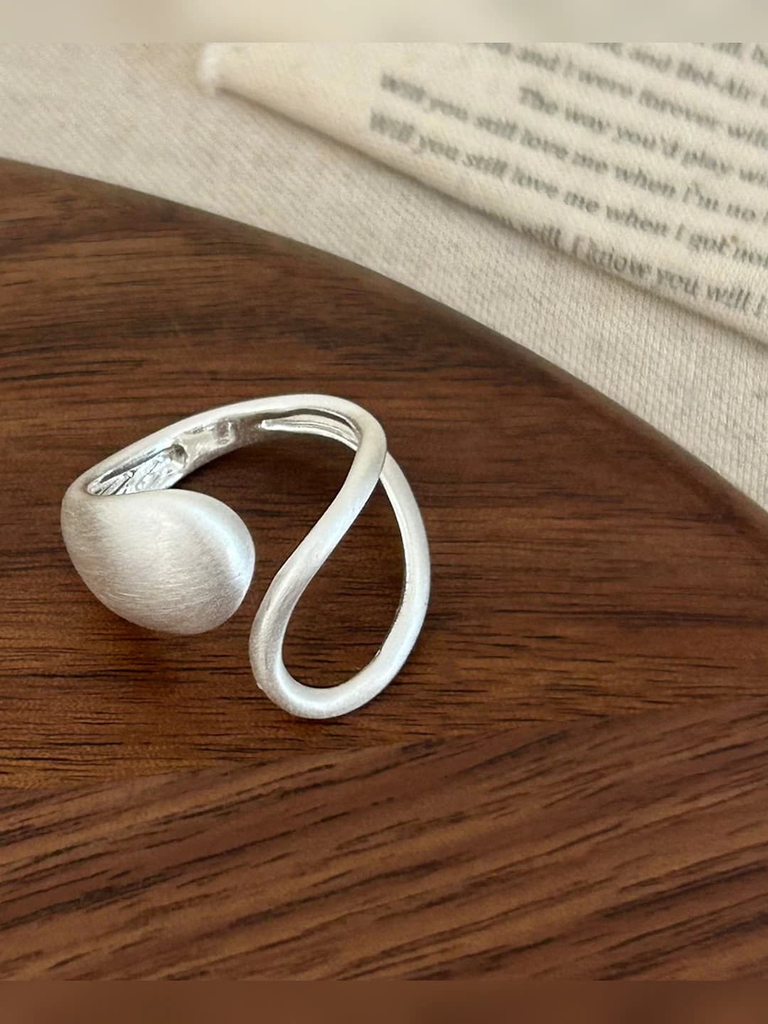 C-14 brushed silver ring