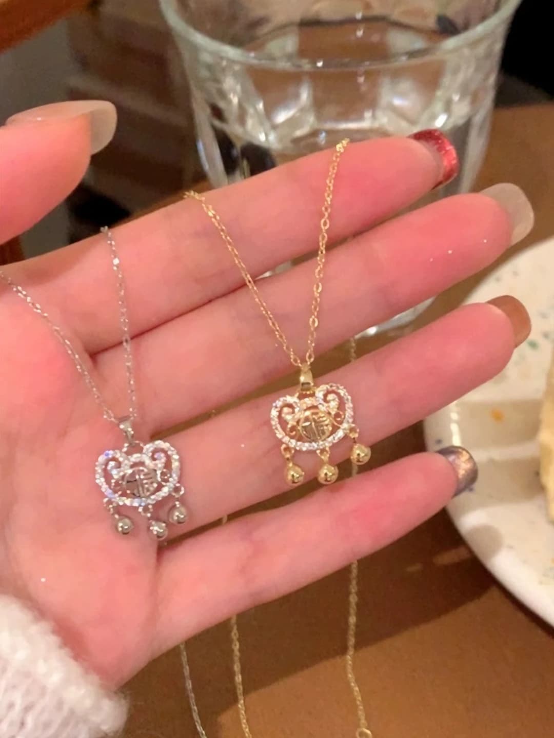 Women's 2026 luxury shield pendant necklace with cloud design, geometric shape, natural style