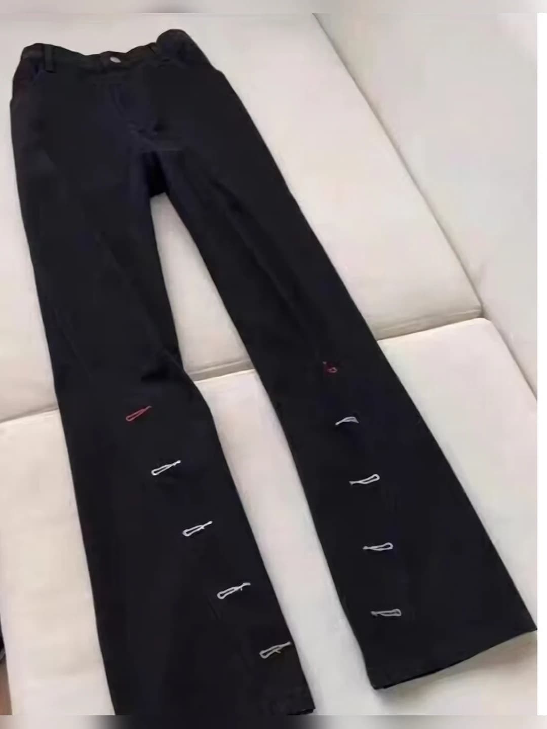 Women's embroidered wide and flared jeans, high waist, spring-summer, slim fit straight cut