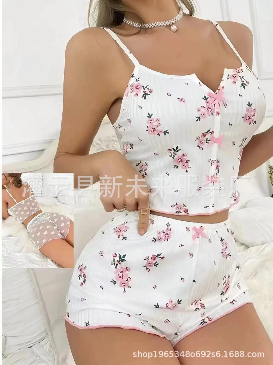 Floral straps shorts