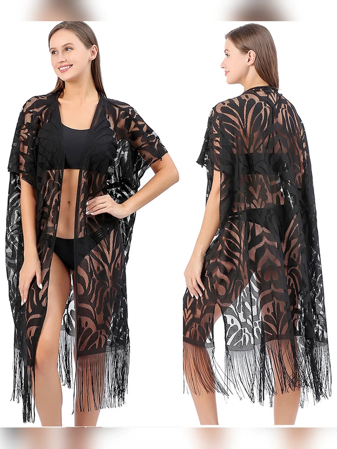 Women's lace tunic, mid-length, plus size, sun-protective, beach dresses and tunics