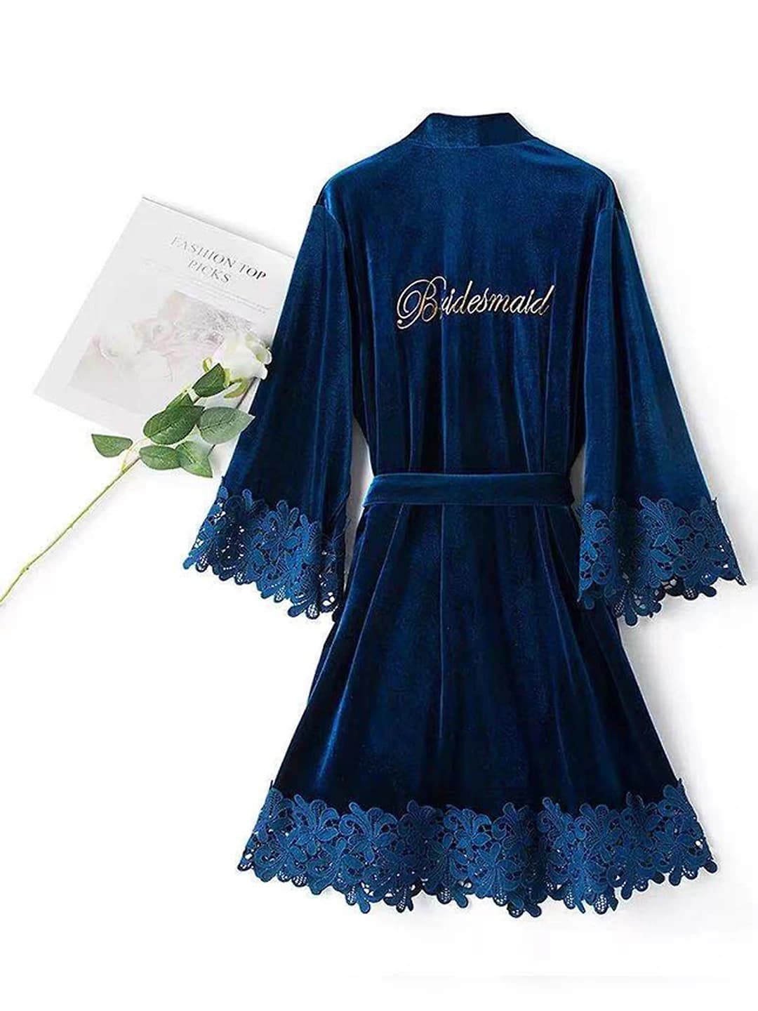 Gold velvet bridesmaid - navy