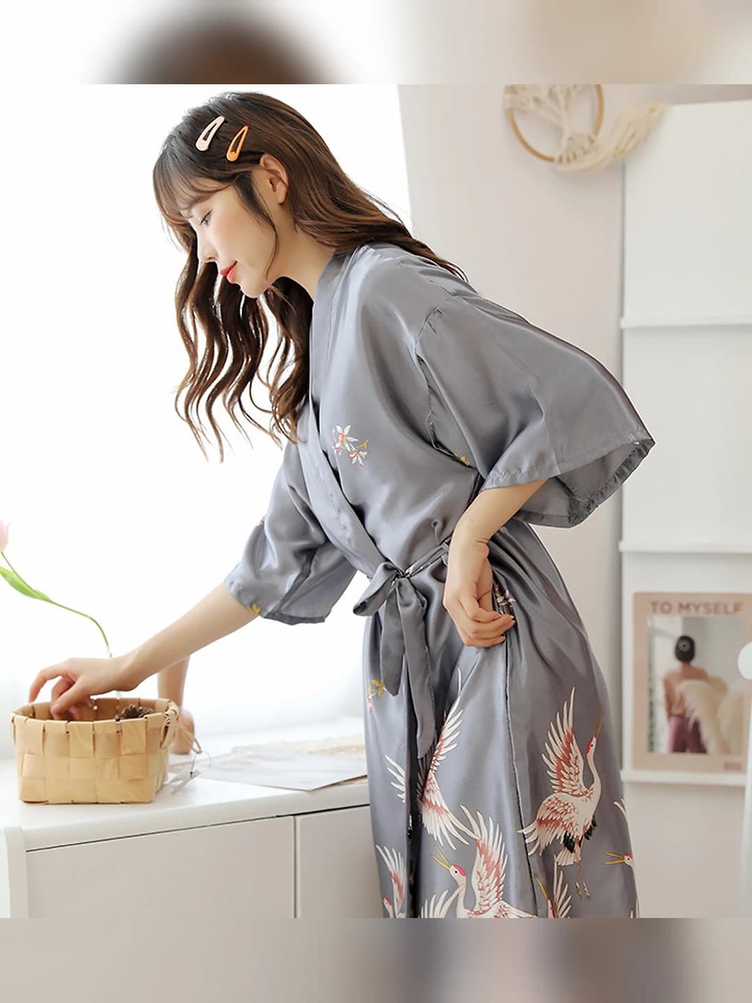 Crane Robe - Grey (Short)