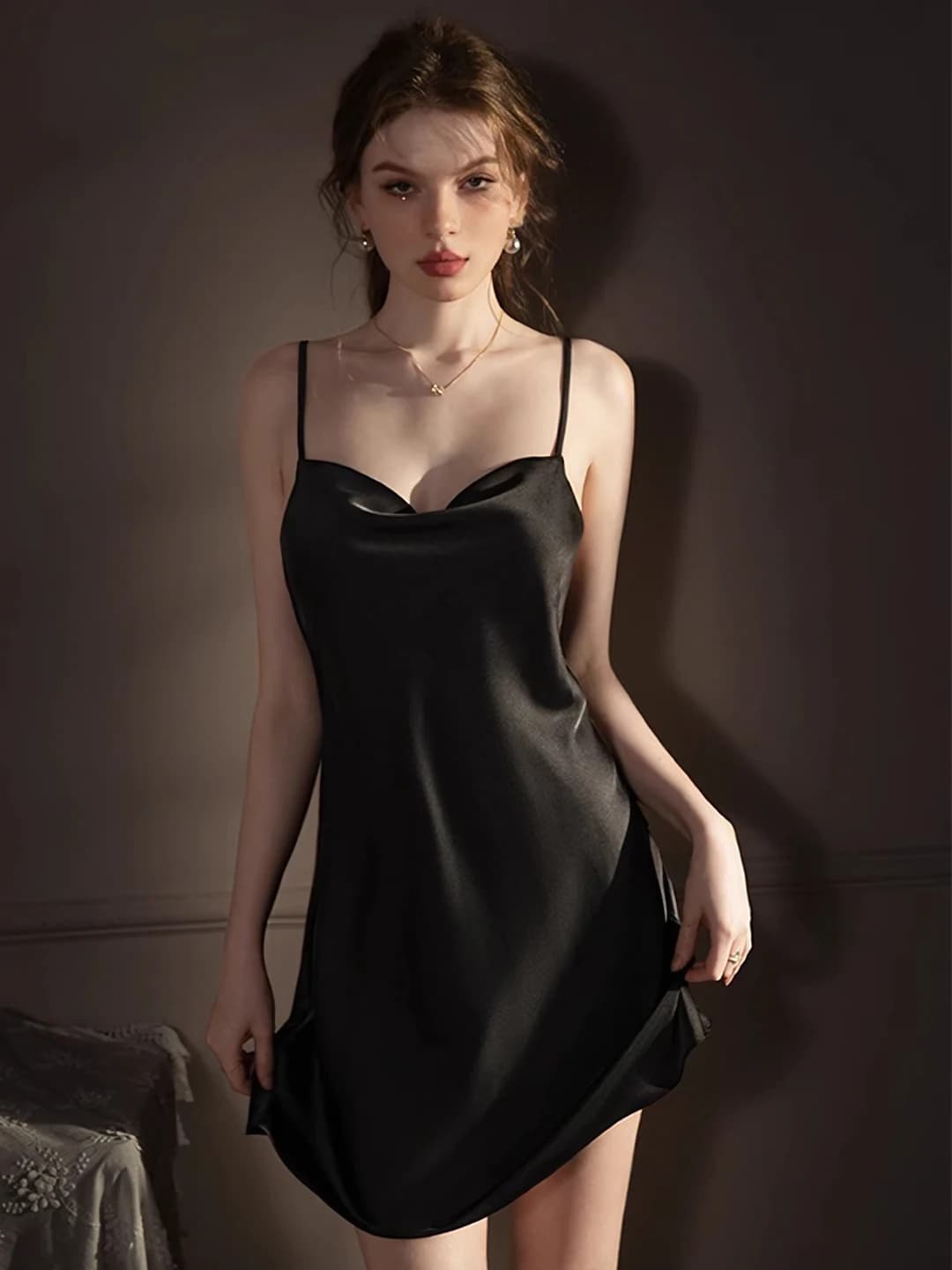 Silk nightgown - Black