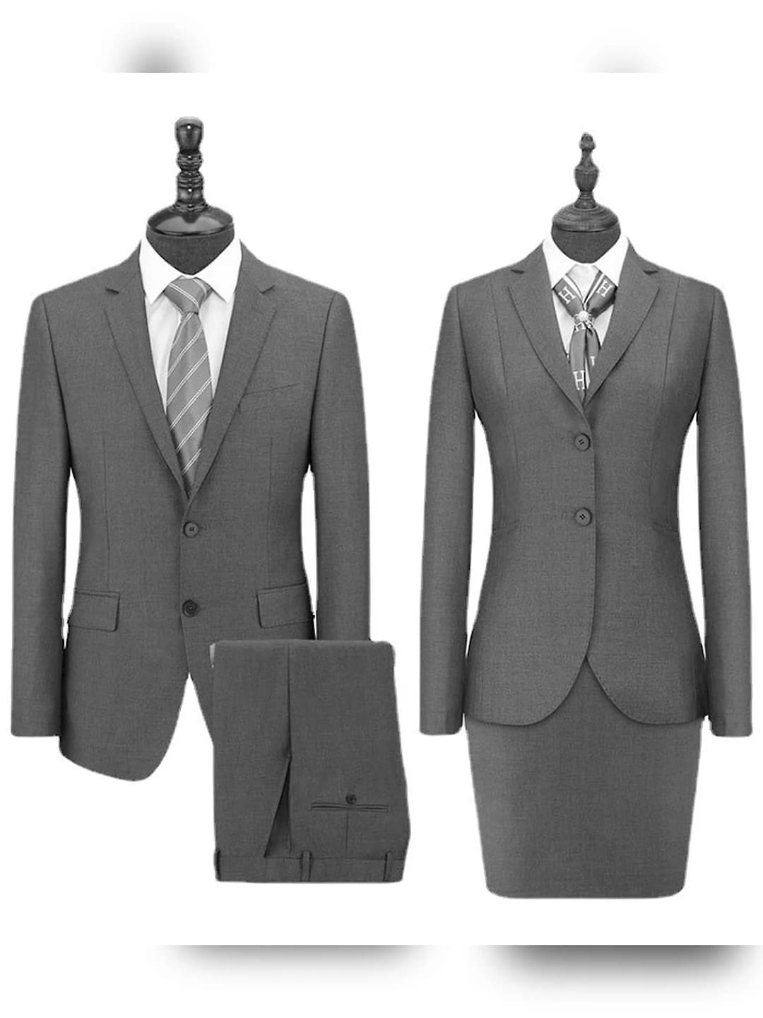 Women's tailored suit set with skirt, slim fit, long sleeve, autumn-winter