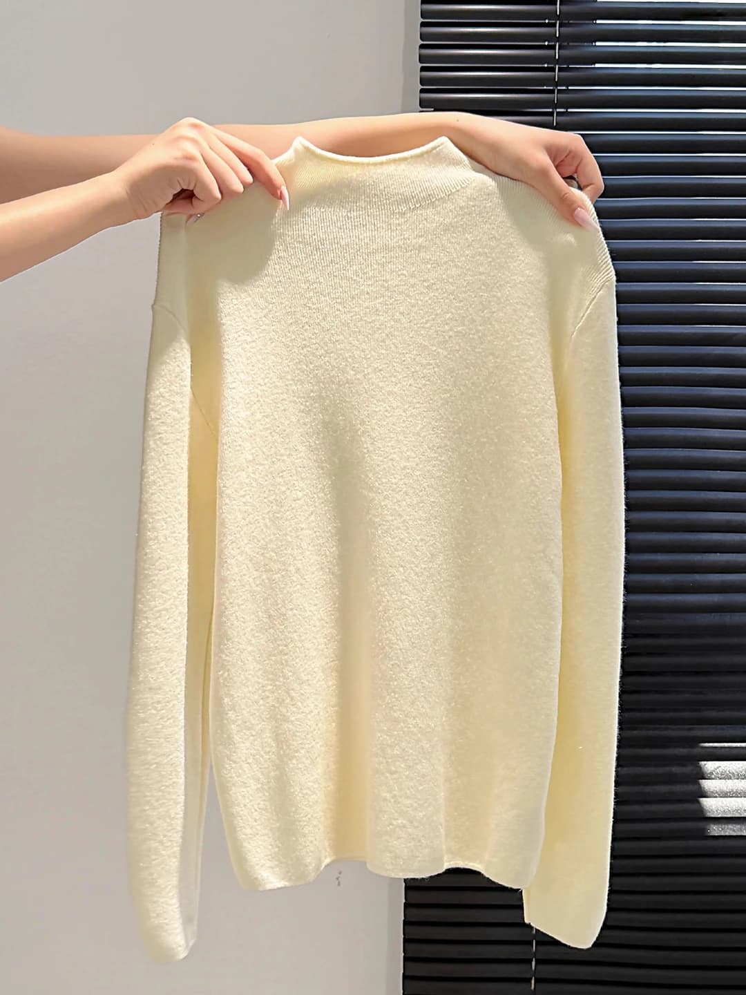 Women's 2026 autumn solid colour mock neck long sleeve slim fit slimming knitted top