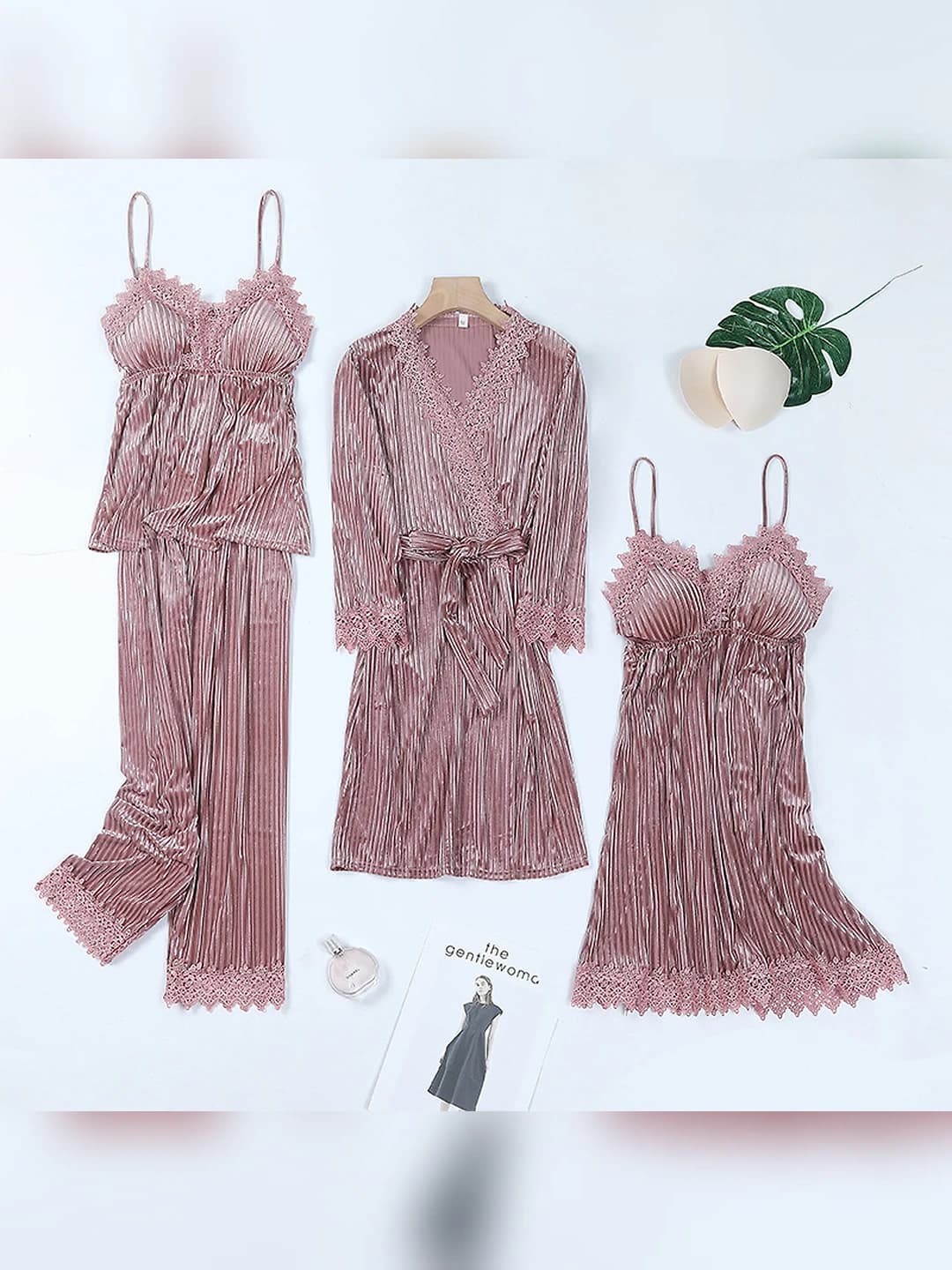 4-piece set, brick pink