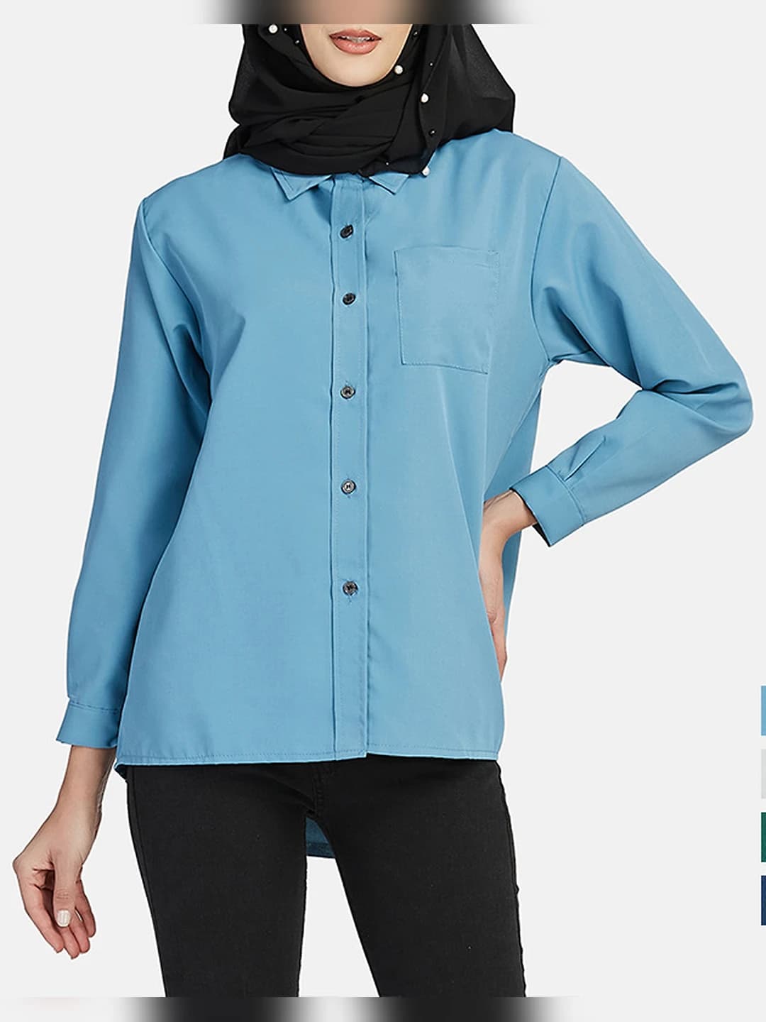 Women's 2026 autumn green loose fit long sleeve lapel collar sun-protective shirt