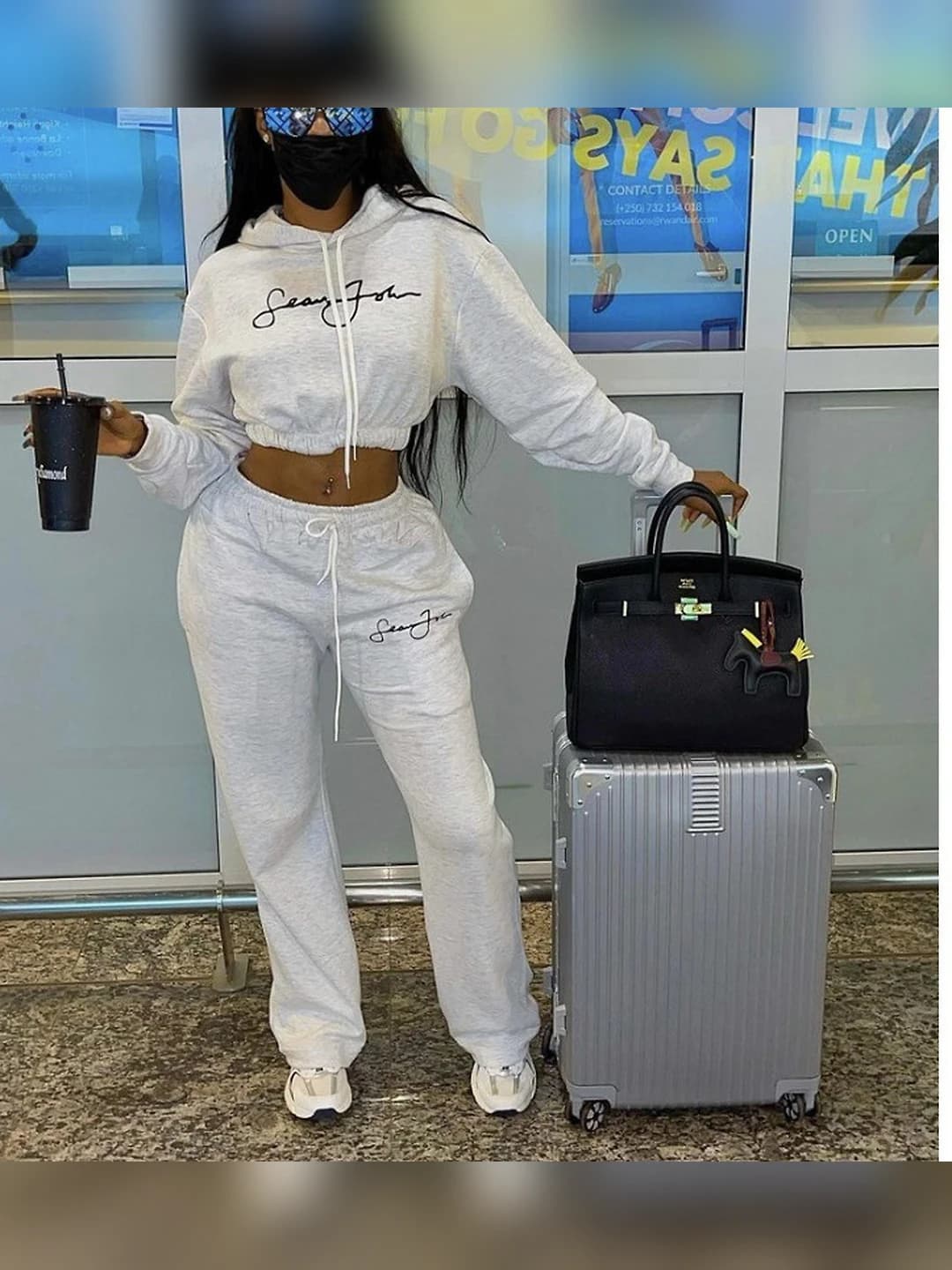 Women's casual sports set: printed sweatshirt and trousers
