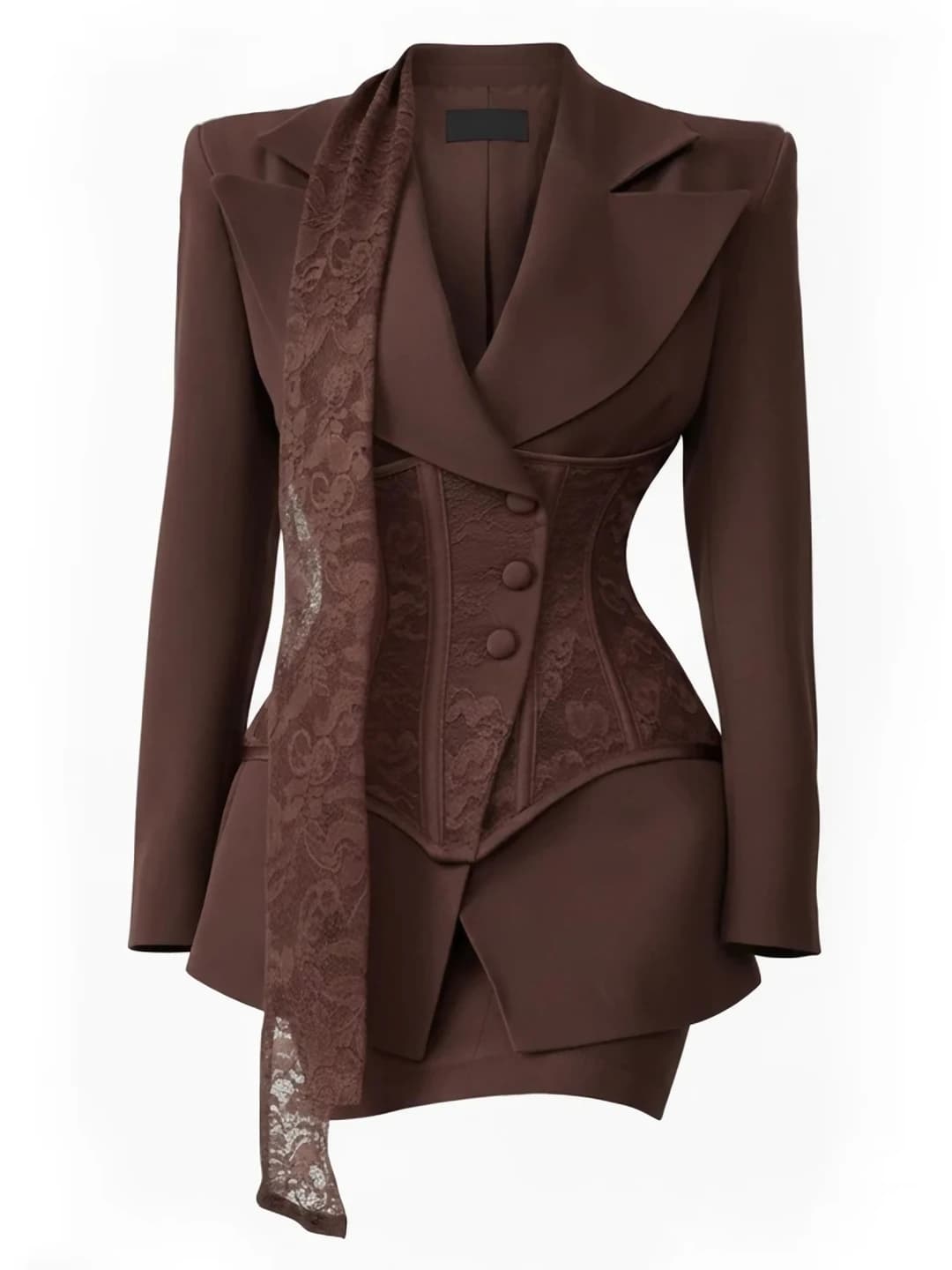 Women's 2026 business style set: long sleeve outerwear (blazer) and mini skirt