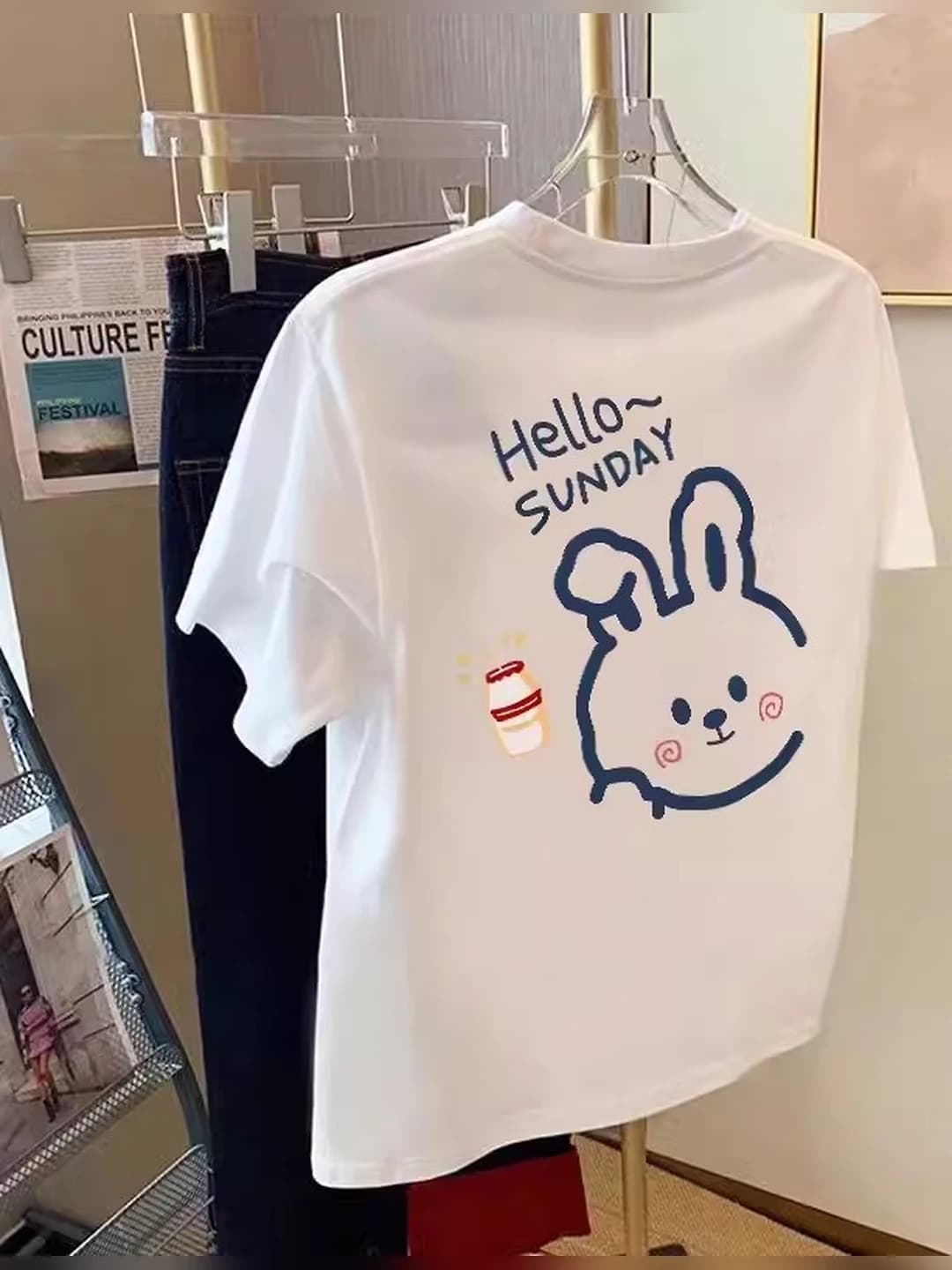 Women's short sleeve crew neck loose fit t-shirt with print, new summer style 2026