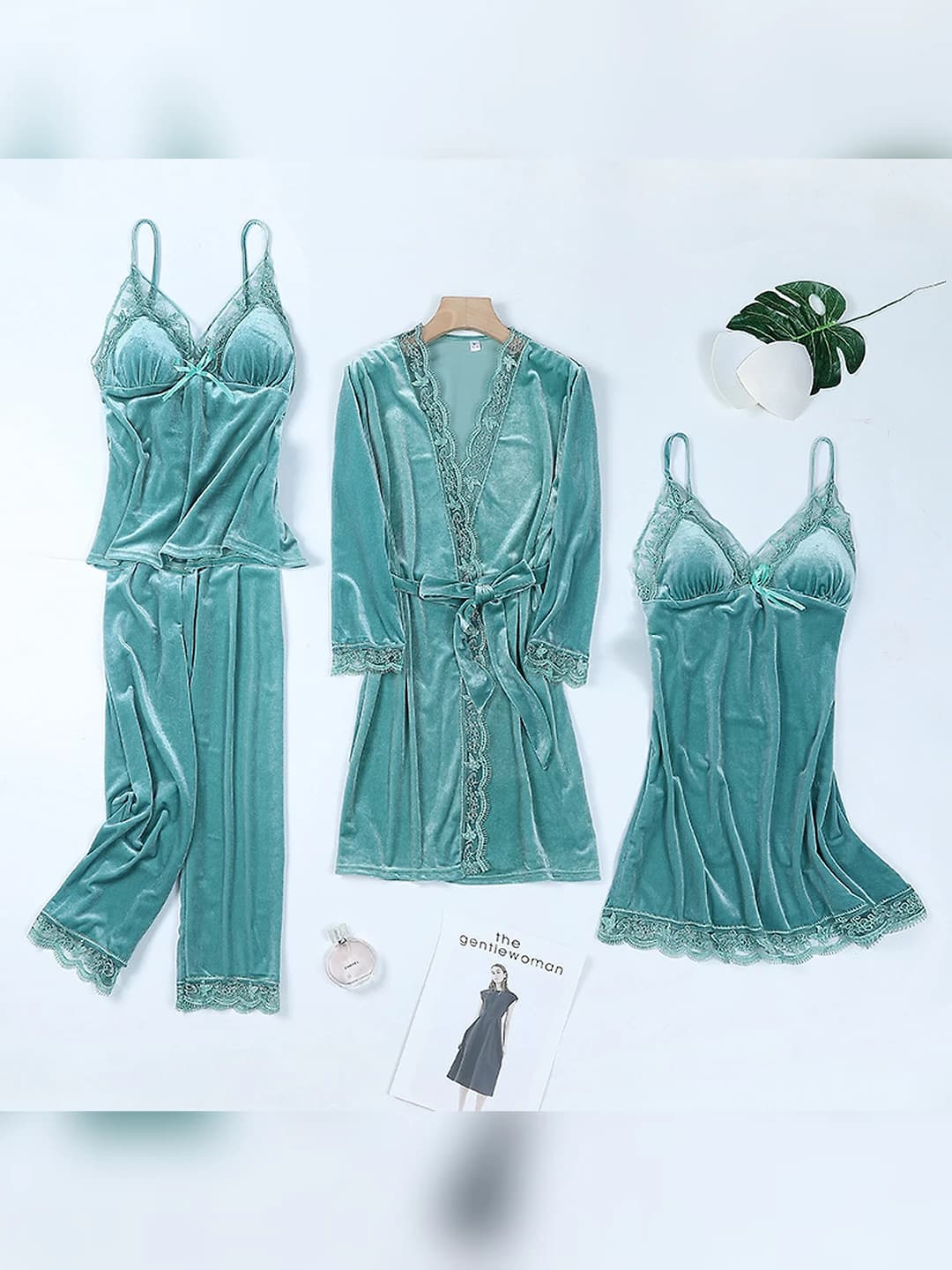 Velvet, 4-piece set - light blue classic