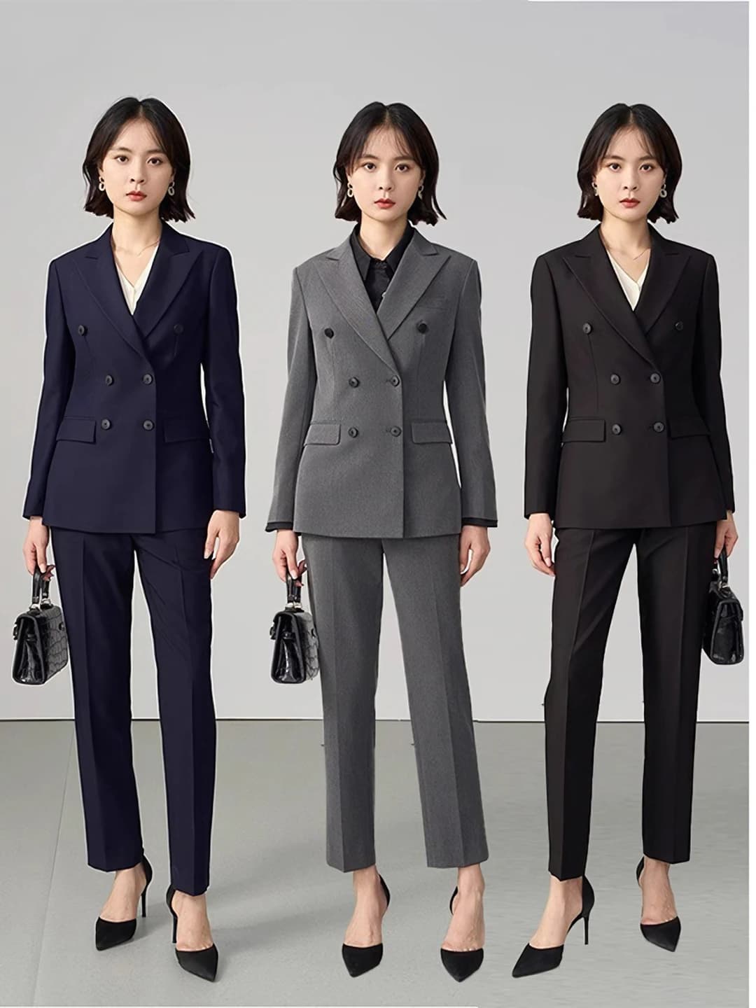 Women's blazer and trousers set autumn-winter, long sleeve, for petite