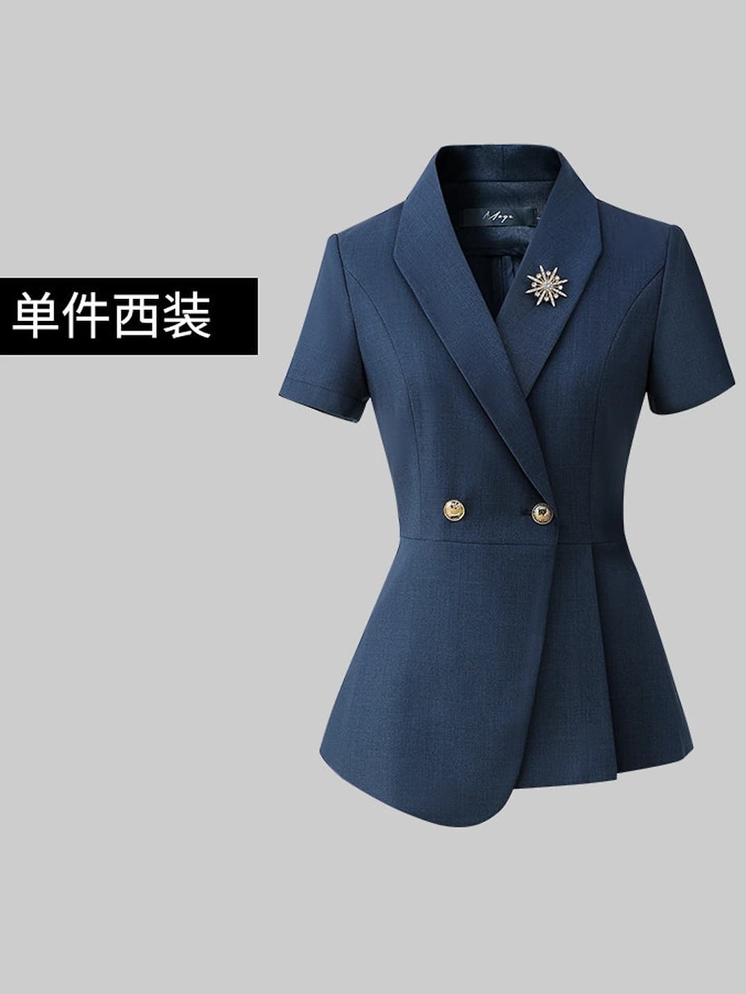 Single dark blue short-sleeved suit