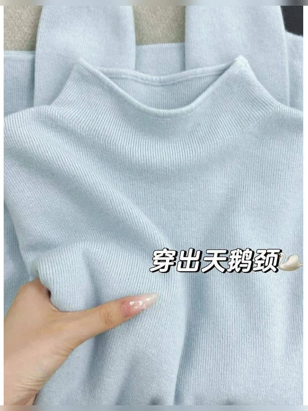 Women's knit top, mock neck, stand collar, long sleeve, solid colour, for autumn-winter and spring